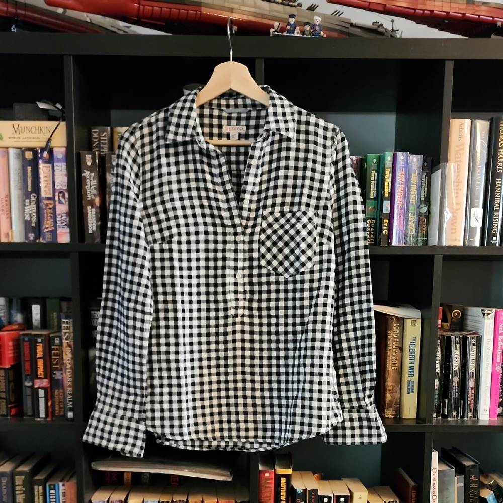 Merona Black and White Gingham Button-Down Shirt